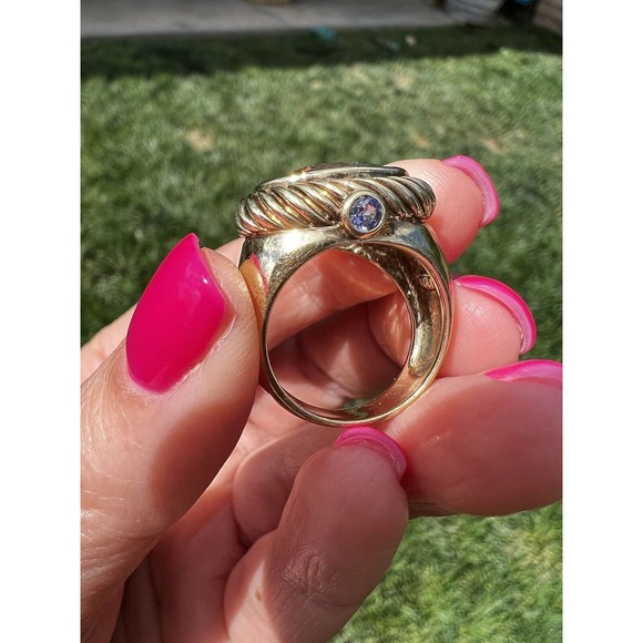 Vintage David Yurman 16mm Citrine/Tanzanite 14k yellow gold Ring - Picture 9 of 10